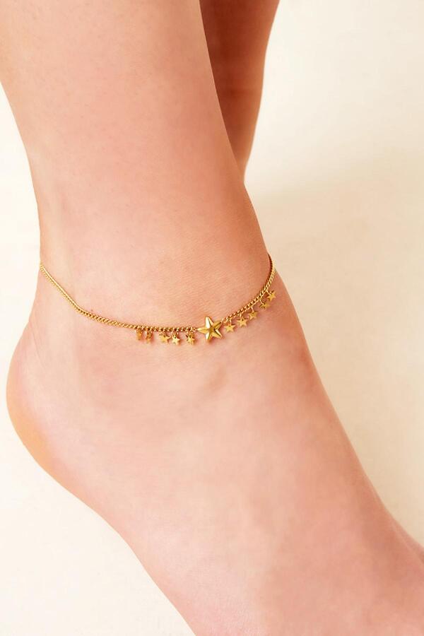 Anklet big and little stars stainless steel Gold